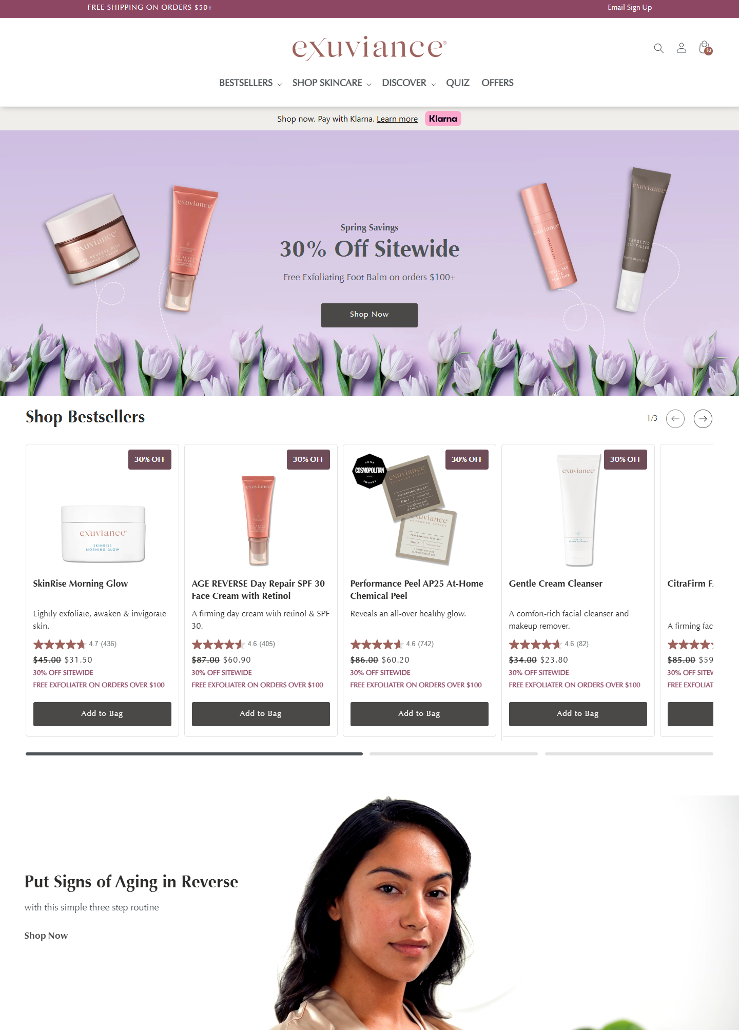 Exuviance Shopify store
